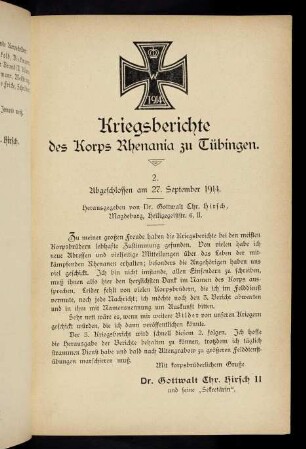 13-41, Kriegsbericht Nr. 2: 27. September 1914