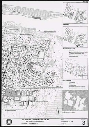 Wohnen im Havelland Schinkelwettbewerb 1994: Entwurfsplan Ost. Lageplan 1:2000, Strukturpläne