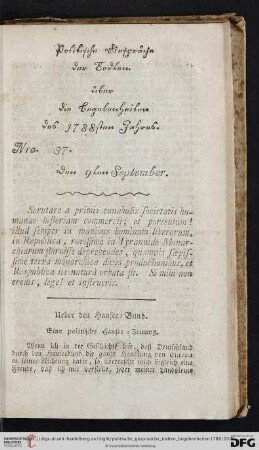 Nro. 37. Den 9ten September