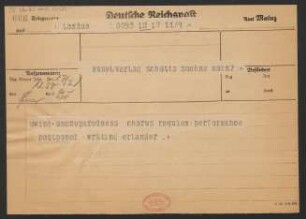 Brief an B. Schott's Söhne : 17.02.1931