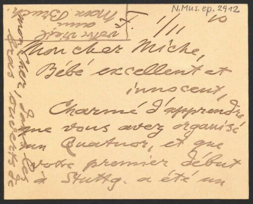 Briefkarte an Paul Miche : 01.11.1910