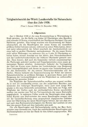 Tätigkeitsbericht der Württ. Landesstelle für Naturschutz über das Jahr 1938