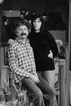 Der Maler und Grafiker Peter Herrmann und seine Frau Petra Herrmann im Atelier
