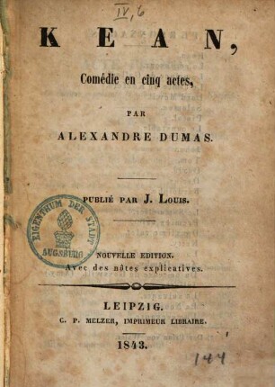 Théâtre français moderne, 6. Alexandre Dumas : Kean