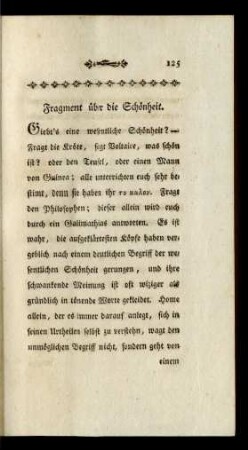 Fragment über die Schönheit