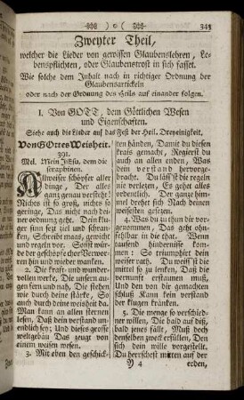 I. Von Gott, dem Göttlichen Wesen und Eigenschaften. - V. Von dem Göttlichen Ebenbilde.