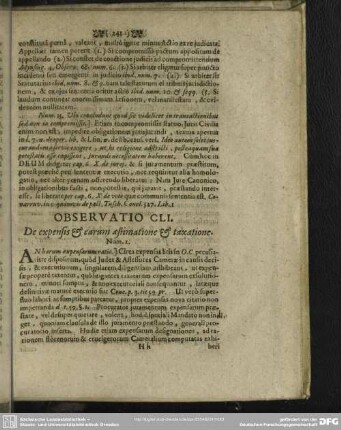 Observatio CLI. De expensis & earum aestimatione & taxatione