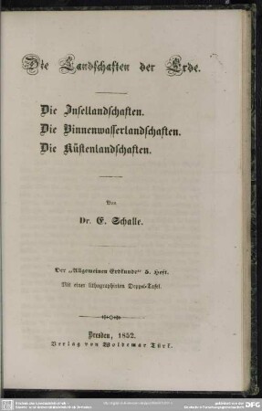 Die Landschaften der Erde. Die Insellandschaften. Die Binnenwasserlandschaften. Die Küstenlandschaften