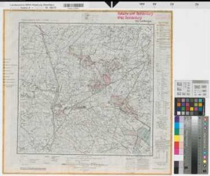 Katasteramt Tecklenburg  Kreis Tecklenburg, Meßtischblatt Ladbergen 3812, Farbige Einzeichnung mit Namensliste