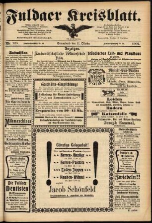 Zweite Ausgabe vom Samstag, den 11. Oktober 1902.