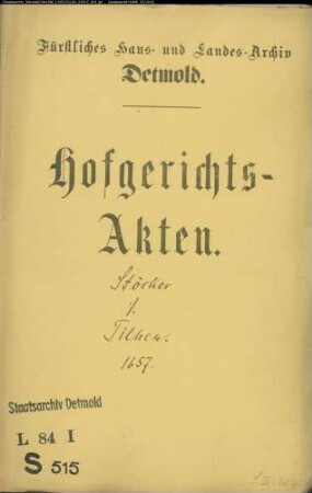 Stöcker, Joh. Henrich, Pastor zu Detmold gegen Franz Tilhen - Legat