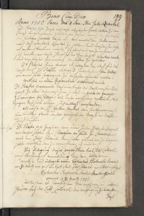 Bono Cum Deo Anno 1753