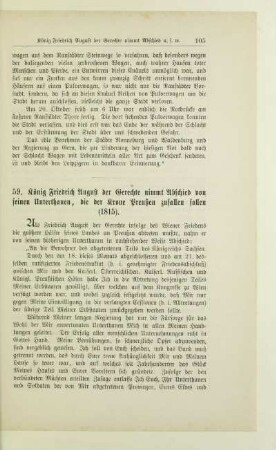 59. König Friedrich August der Gerechte nimmt Abschied von seinen Unterthanen, die der Krone Preußen zufallen sollen (1815)