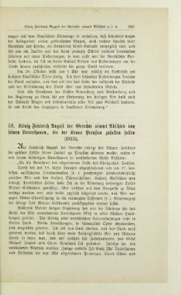 59. König Friedrich August der Gerechte nimmt Abschied von seinen Unterthanen, die der Krone Preußen zufallen sollen (1815)