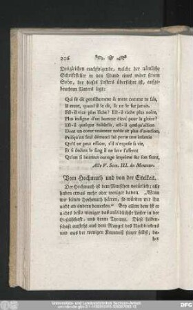 Vom Hochmuth und von der Eitelkeit.