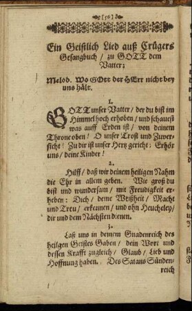 Ein Geistlich Lied auß Crügers Gesangbuch [...]
