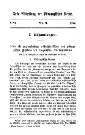 Ueber die gegenwärtigen wissenschaftlichen und pädagogischen Zustände des französischen Sprachstudiums