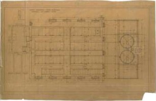 Littmann, Max; Bocksberg; Stallgebäude und Bauernhaus - Stallgebäude - Kuhstall, Um - u. Anbau (Grundriss)
