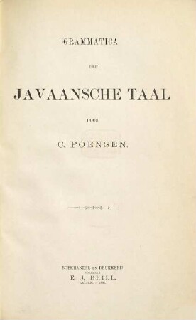 Grammatica der Javaansche taal door C. Poensen