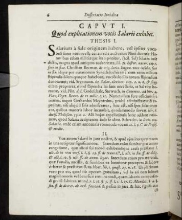 Caput I. Quod explicationem vocis Salarii exhibet.