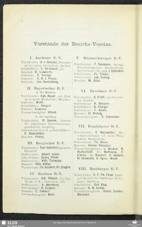 Vorstände der Bezirks-Vereine.