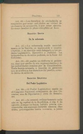 Sección séptima - Del Poder Legislativo