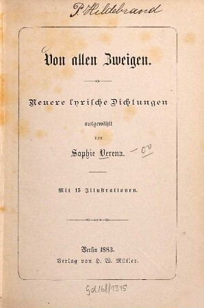 Von allen Zweigen : neuere lyrische Dichtungen