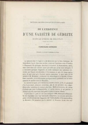 De L'Existence D'une Variete De Gedrite