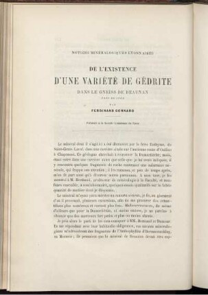 De L'Existence D'une Variete De Gedrite