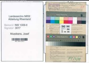 Entnazifizierung Josef Mueskens , geb. 28.02.1889 (Postbeamter)