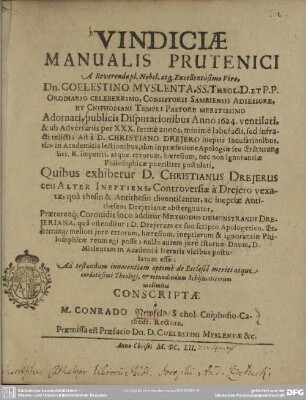 Vindiciae manualis Prutenici : a Coelestino Myslenta adornati