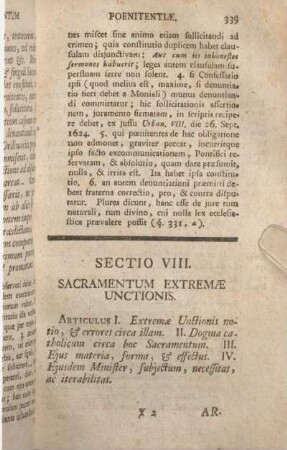 Sectio VIII. Sacramentum Extremae Unctionis.