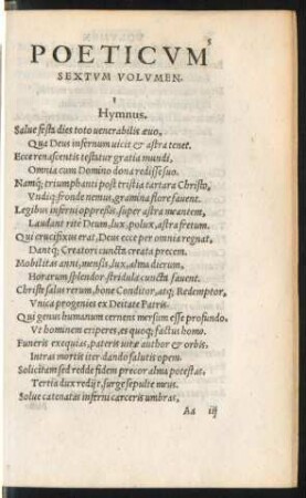 Poeticum Sextum Volumen.