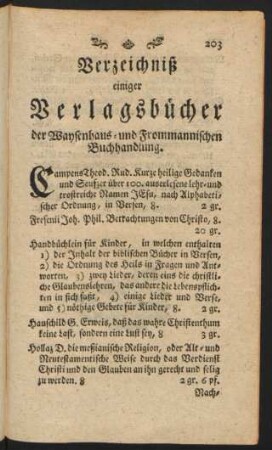 Verzeichniß einiger Verlagsbücher