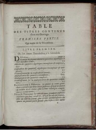 Table des titres contenus dans cet Ouvrage