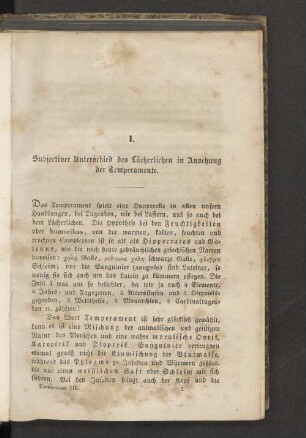 I. Subjectiver Unterschied des Lächerlichen in Ansehung der Temperamente.