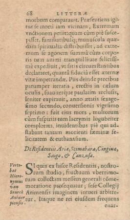 De Residentiis Ariae, Scimbara, Cinginae, ...