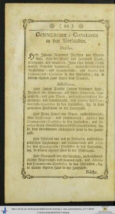 Commercien-Consessus in den Vorlanden.