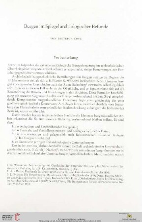 Burgen im Spiegel archäologischer Befunde