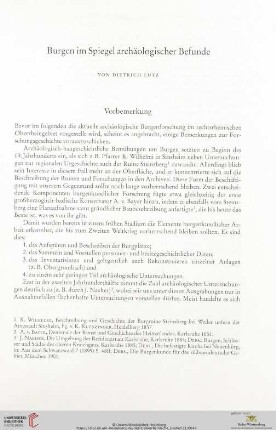 Burgen im Spiegel archäologischer Befunde