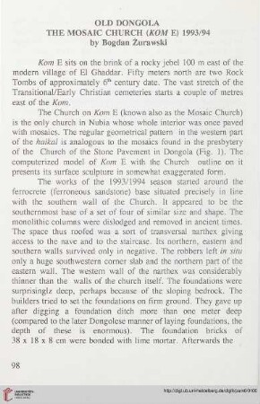 6: Old Dongola: the Mosaic Church (Kom E) 1993/94