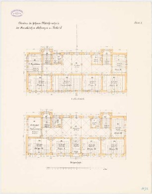 Höhere Mädchenschule der Franckeschen Stiftung, Halle/Saale Schulhaus: Grundriss Erdgeschoss, 1. Obergeschoss 1:100