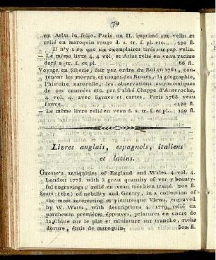 Livres anglais, espagnols, italiens et latins.