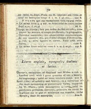 Livres anglais, espagnols, italiens et latins.