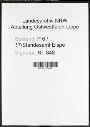 Sterberegister Standesamt Elspe