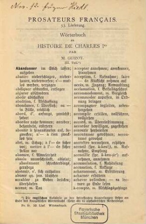 Histoire de Charles Ier : depuis son avénement jusqu'à sa mort, 3,[3]. Wörterbuch