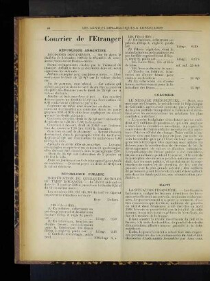 Courrier de l'Etranger République Argentine