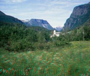 Norwegen: Urlaub 1992, Provinz Innlandet (u.a.: Bergwerk, Saga-Säule, Lom)