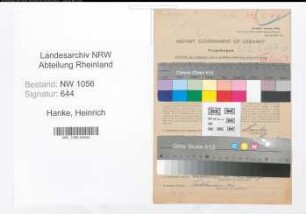 Entnazifizierung Heinrich Hanke , geb. 01.04.1906 (Lehrer)