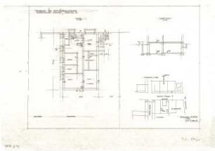 Gsaenger, Gustav; München - Gern, Volpinistr.; Haus Rita Mess - Lageplan, Grundriss Keller, Schnitt